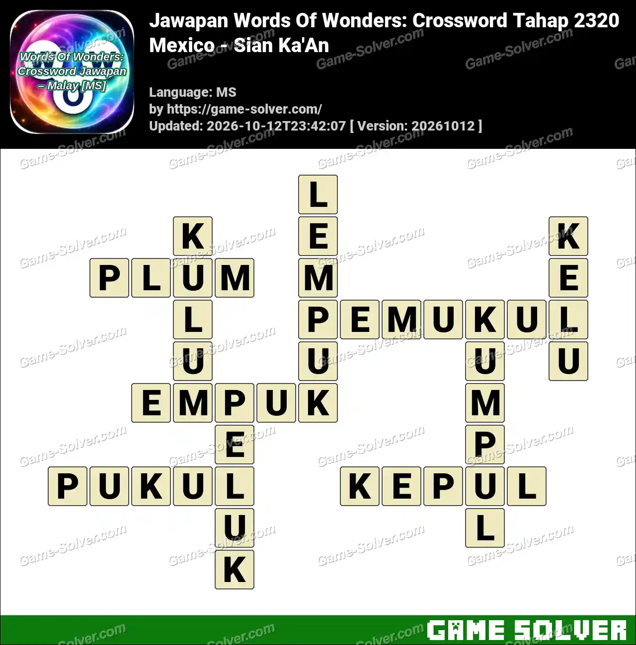 Jawapan Words Of Wonders: Crossword Tahap 2320 – Mexico – Sian Ka’An